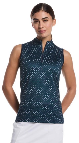 Callaway Sleeveless Framing Geo Print 1/4-Zip Damen Poloshirt, peacoat