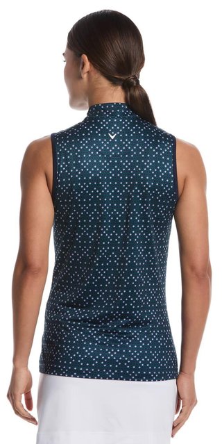 Callaway Sleeveless Framing Geo Print 1/4-Zip Damen Poloshirt, peacoat