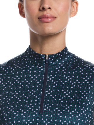 Callaway Sleeveless Framing Geo Print 1/4-Zip Damen Poloshirt, peacoat
