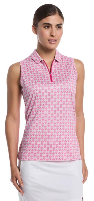 Callaway Deco Geo Print Sleeveless Damen Polo, Fuchsia Purple