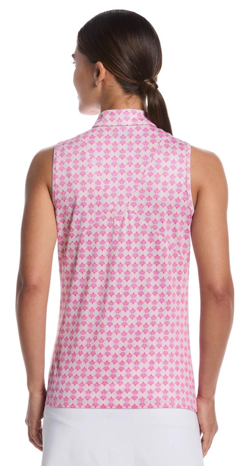 Callaway Deco Geo Print Sleeveless Damen Polo, Fuchsia Purple