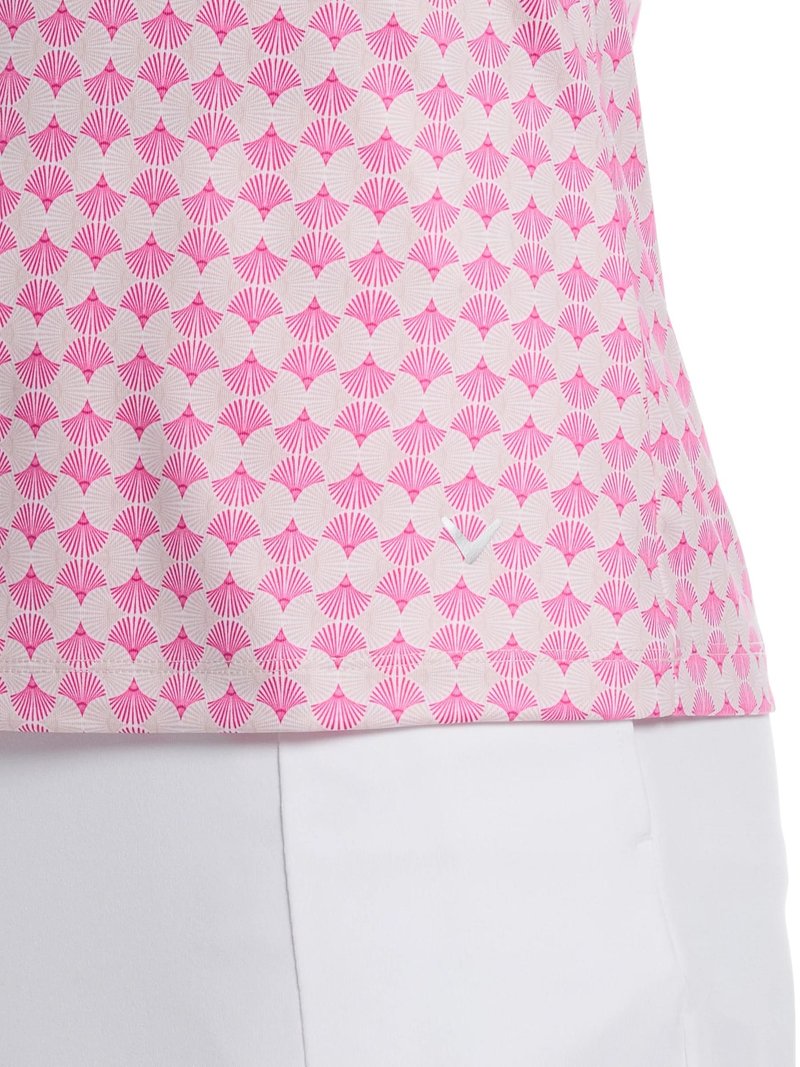 Callaway Deco Geo Print Sleeveless Damen Polo, Fuchsia Purple