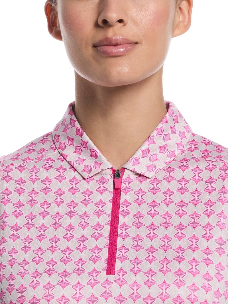 Callaway Deco Geo Print Sleeveless Damen Polo, Fuchsia Purple