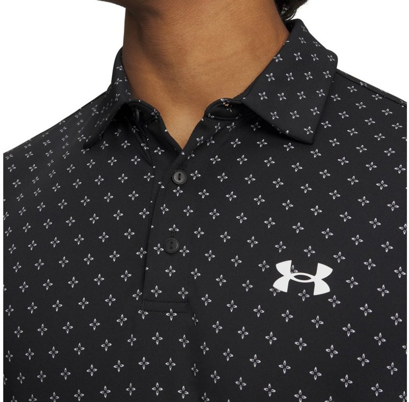 Under Armour Playoff 3.0 Printed Herren Poloshirt, schwarz/weiss