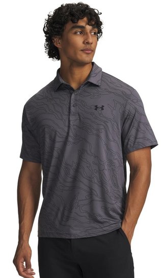 Under Armour Playoff 3.0 Printed Herren Poloshirt, castlerock/black