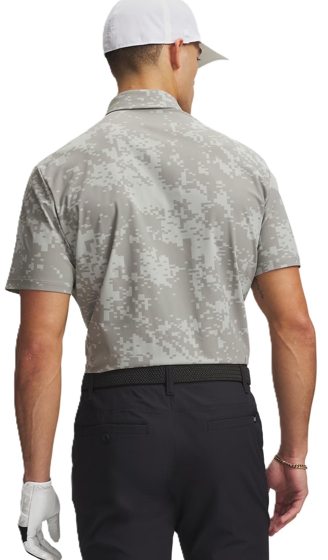 Under Armour Drive Chill Printed Herren Poloshirt, titanium/clay grün/schwarz