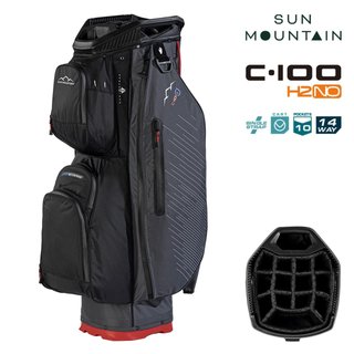 Sun Mountain H2NO C100 Waterproof Cartbag 14 WAY, steel/black/red