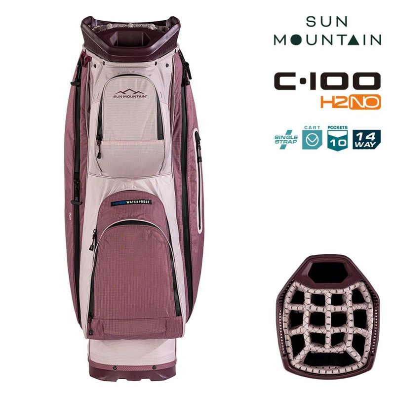 Sun Mountain H2NO C100 Waterproof Cartbag 14 WAY, mauve/powder/wine