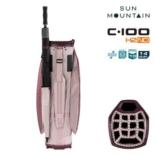 Sun Mountain H2NO C100 Waterproof Cartbag 14 WAY, mauve/powder/wine