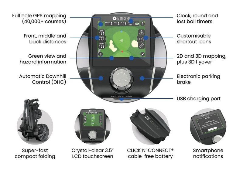 Motocaddy NEW M5 GPS DHC Elektrotrolley, Ultra-Lithium-Akku