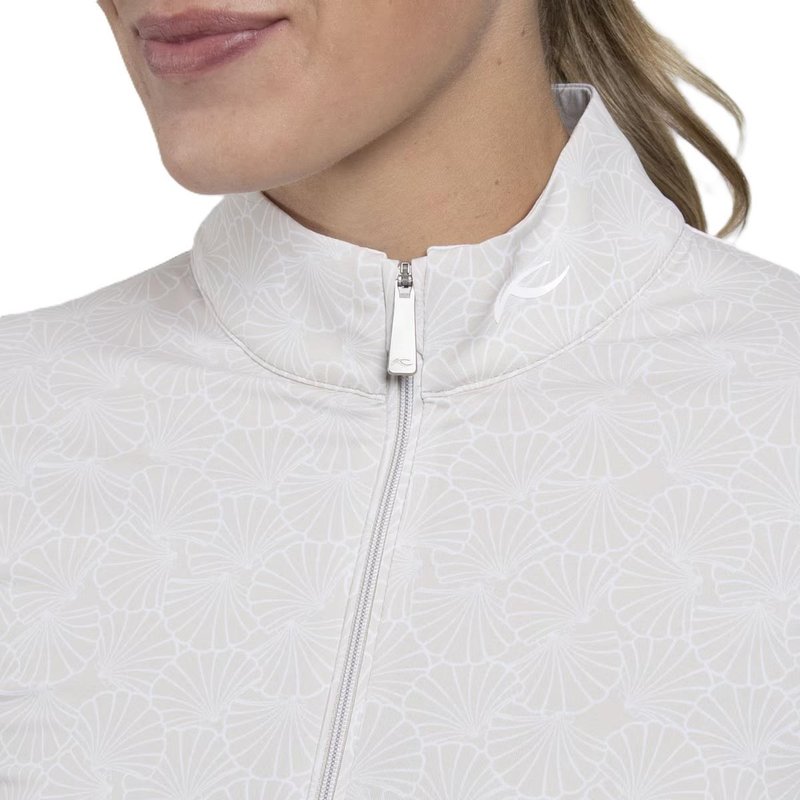 KJUS Sunshine Printed Half-Zip Damen Sweatshirt, oyster/white