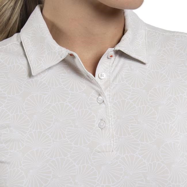 KJUS Enya Printed Damen Poloshirt, oyster/weiss