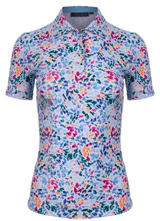 KJUS Enya Printed Damen Poloshirt, weiss/poolside