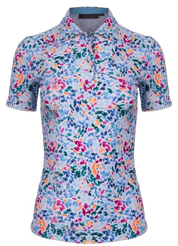 KJUS Enya Printed Damen Poloshirt, weiss/poolside