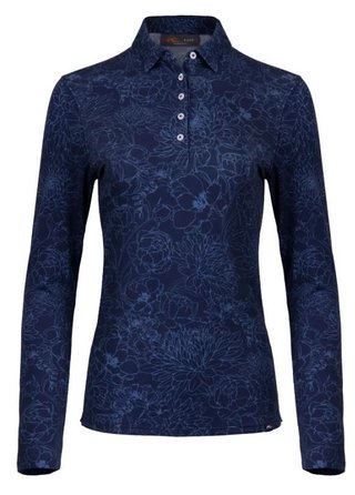 KJUS Hollow Pima Print Langarm-Polo für Frauen, atlanta blau/atlanta blau