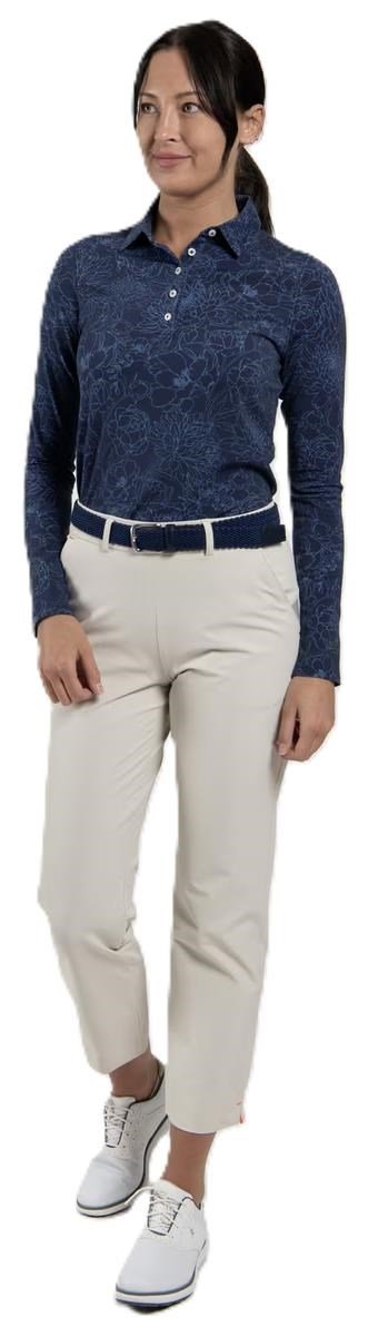 KJUS Hollow Pima Print Langarm-Polo für Frauen, atlanta blau/atlanta blau