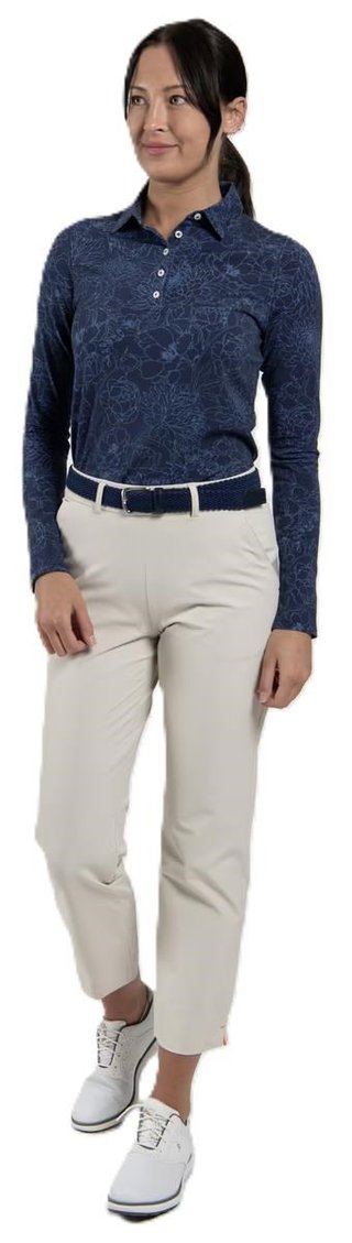 KJUS Hollow Pima Print Langarm-Polo für Frauen, atlanta blau/atlanta blau