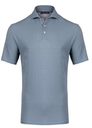 KJUS Hollow Pima Print Herren Poloshirt, riverbank/white