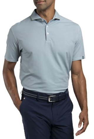 KJUS Hollow Pima Print Herren Poloshirt, riverbank/white