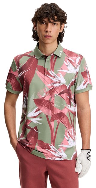 J.Lindeberg Tour Tech Print Herren Poloshirt, paradise hedge green