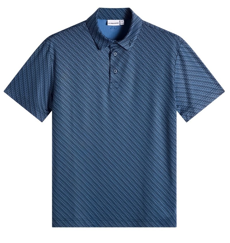 J.Lindeberg Tod Print męskie polo, flight bridge navy fed