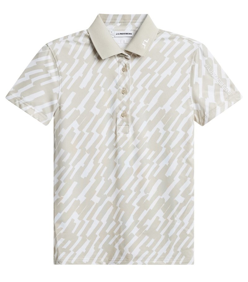 J.Lindeberg Tour Tech Print Damen Poloshirt, oak island fossil