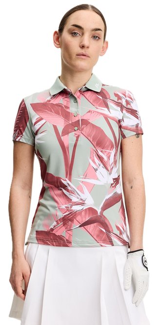 J.Lindeberg Tour Tech Print Damen Poloshirt, paradise jadeite
