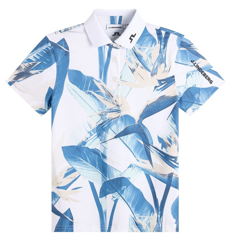 J.Lindeberg Tour Tech Print Damen Poloshirt, paradise skylight