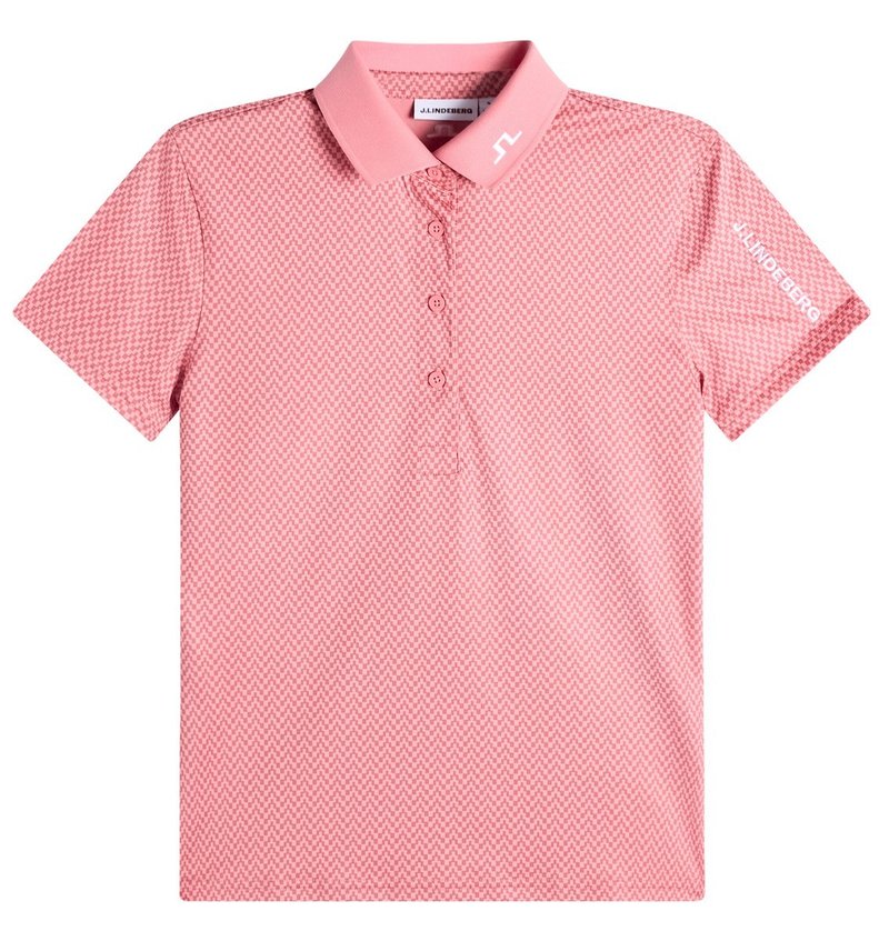 J.Lindeberg Tour Tech Print Damen Poloshirt, bridge stack rose