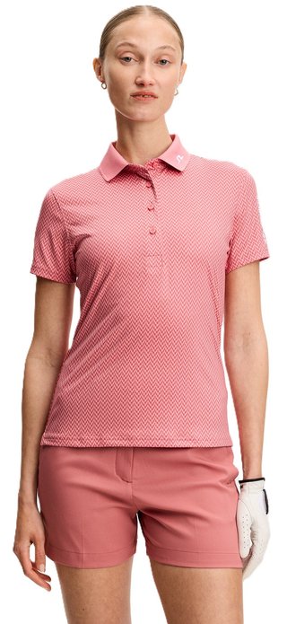 J.Lindeberg Tour Tech Print Damen Poloshirt, bridge stack rose