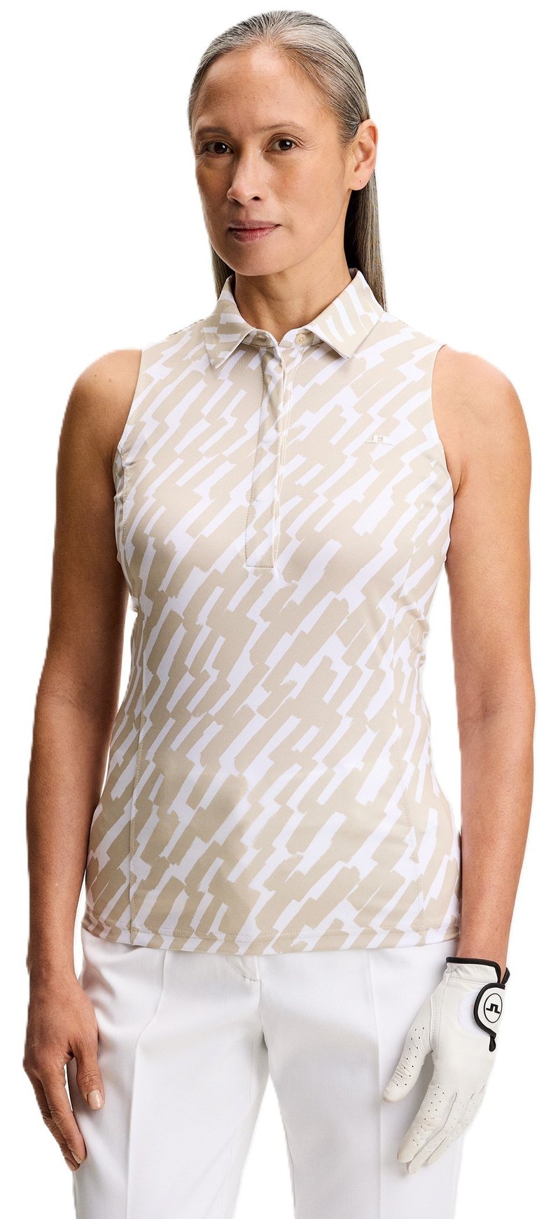 J.Lindeberg Dena Print Damen Poloshirt, oak island fossil
