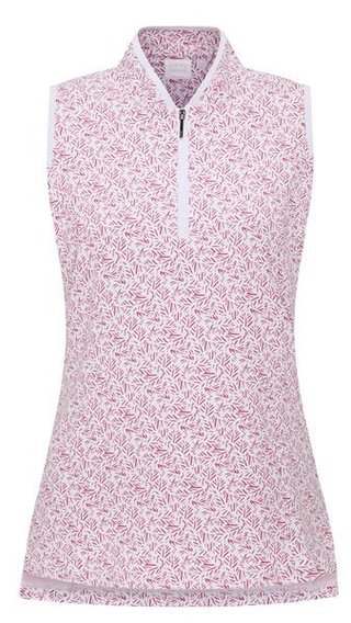 Ping Penola Printed Sleeveless Damen Poloshirt, fuchsia foliage