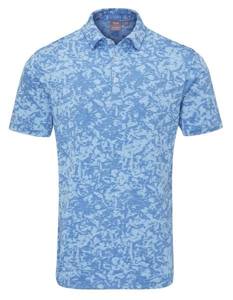 Ping Marek Camo Jacquard Herren Poloshirt, baltic sea multi