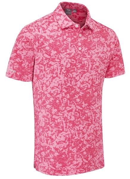 Ping Marek Camo Jacquard Herren Poloshirt, rhapsody rosa multi