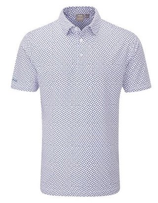 Ping Ephron Printed Herren Poloshirt, weiss/rosa haze multi