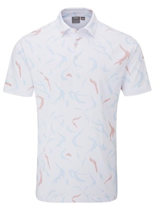 Ping Ephron Printed Herren Poloshirt, weiss/ wild salmon multi
