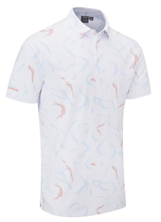 Ping Ephron Printed Herren Poloshirt, weiss/ wild salmon multi