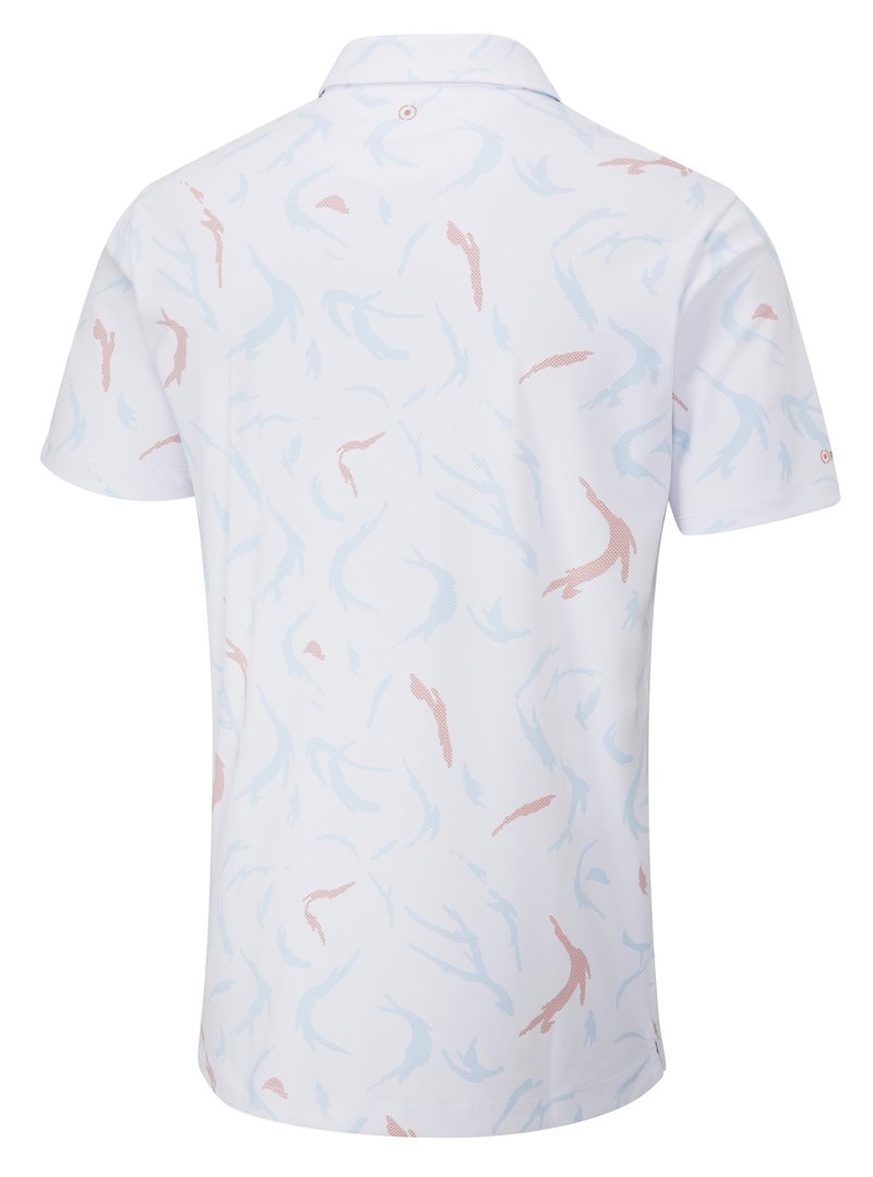 Ping Ephron Printed Herren Poloshirt, weiss/ wild salmon multi