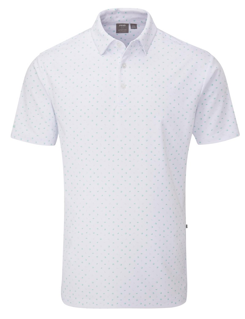 Ping Ephron Printed Herren Poloshirt, weiss/grün bay multi