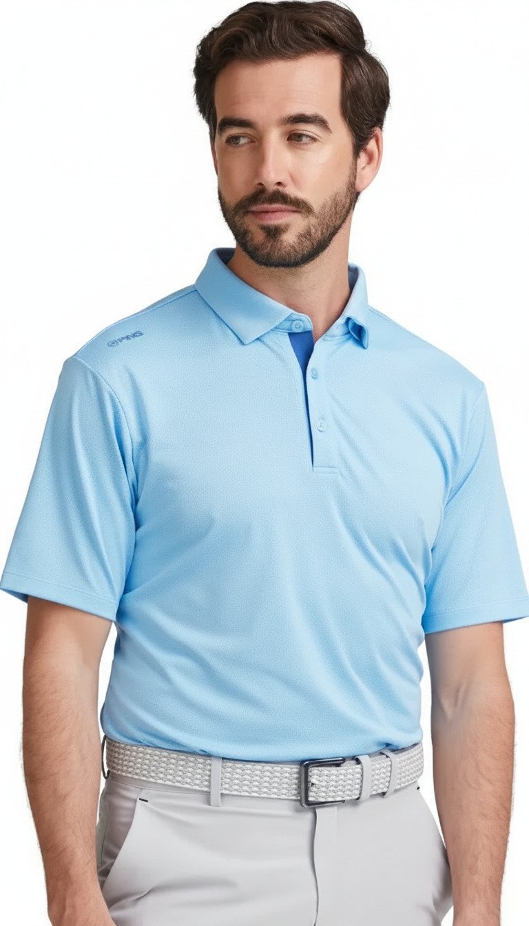 PING Claude Camo Mesh Herren Polo, baltic sea