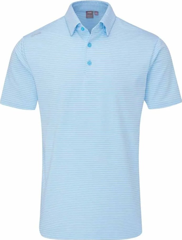 PING Langford Herren Polo, Baltic Sea/White