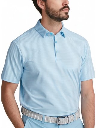 PING Langford Herren Polo, Baltic Sea/White