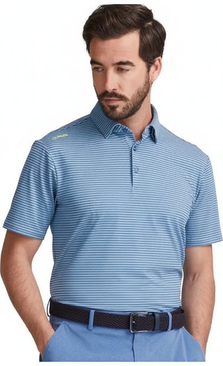 PING Langford Herren Polo, Bright Cobalt/White
