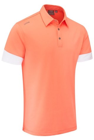 Ping Ty Herren Poloshirt, wild salmon/white