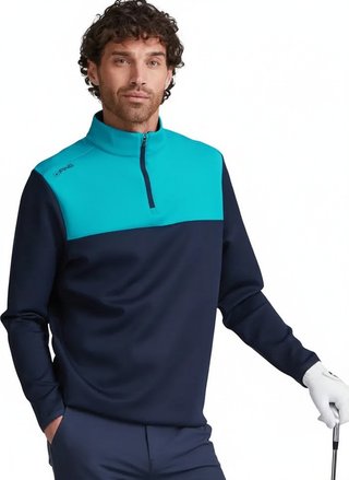 PING Kinver Herren Sweatshirt, Navy/Türkis