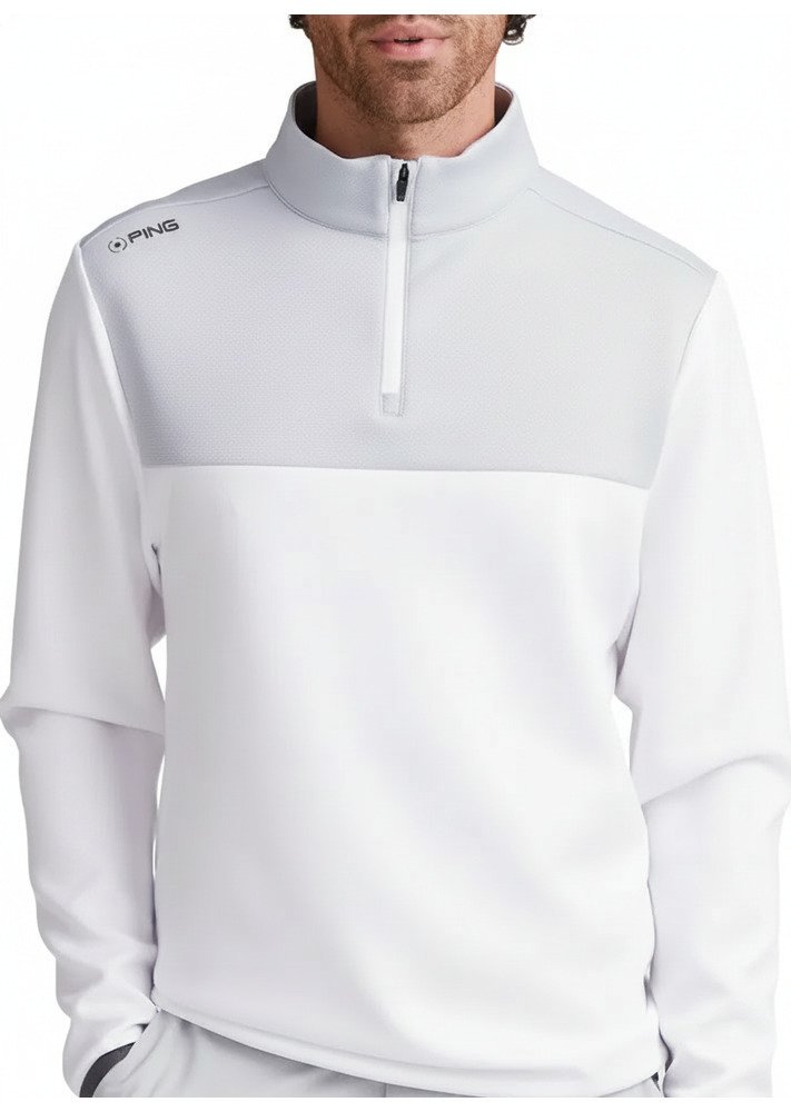 PING Kinver Herren Sweatshirt, weiß/perlgrau