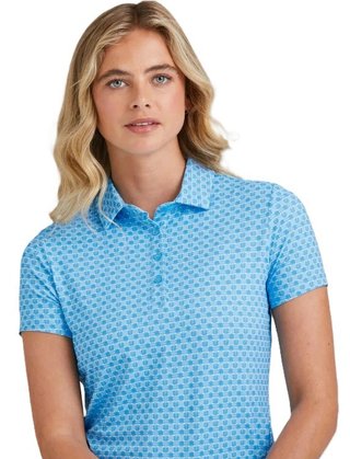 Ping Aeria Printed damen Poloshirt, azure geo