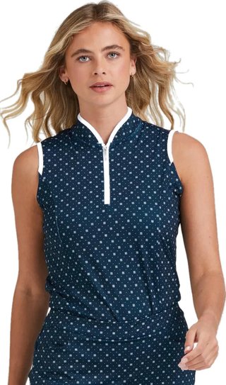 PING Penola Printed Sleeveless Damen Polo, micro monogram