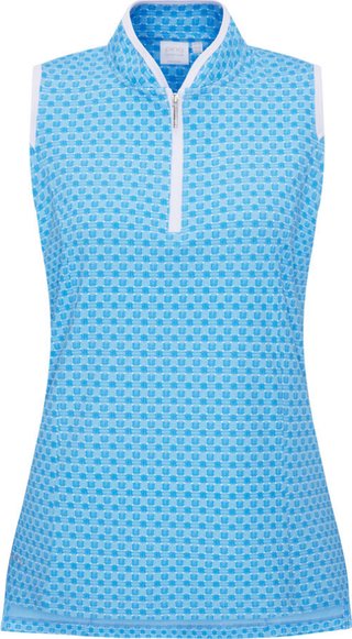 PING Penola Printed Sleeveless Damen Polo, azuro geo