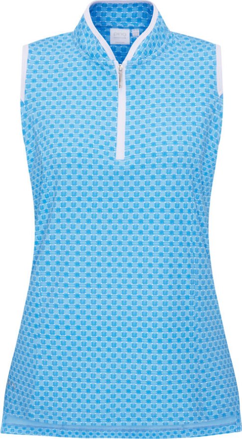 PING Penola Printed Sleeveless Damen Polo, azuro geo